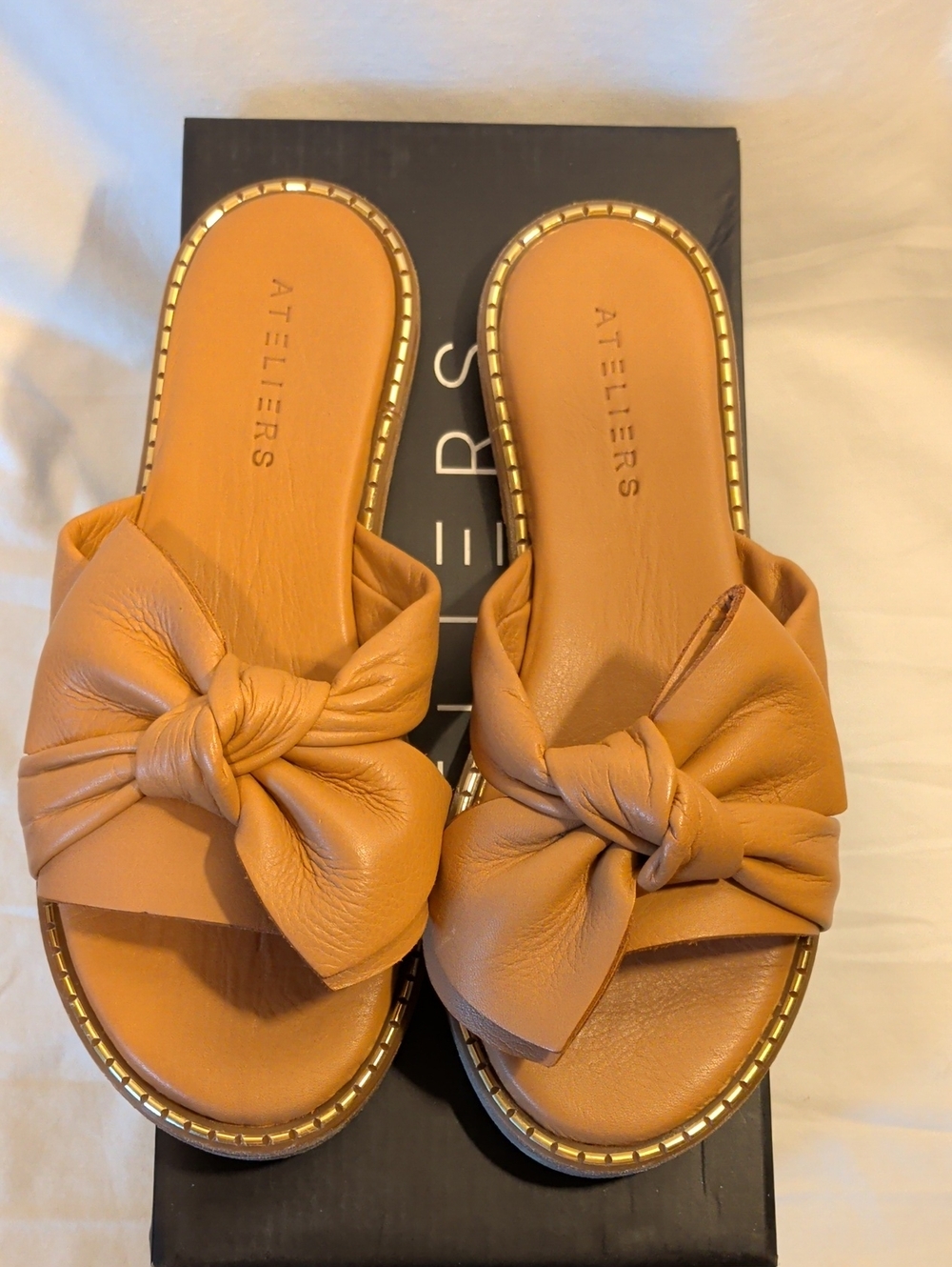 Ateliers Tan Knot-Front Slide Sandals